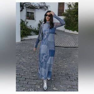 NWT Zara Blue Patchwork Tulle Dress